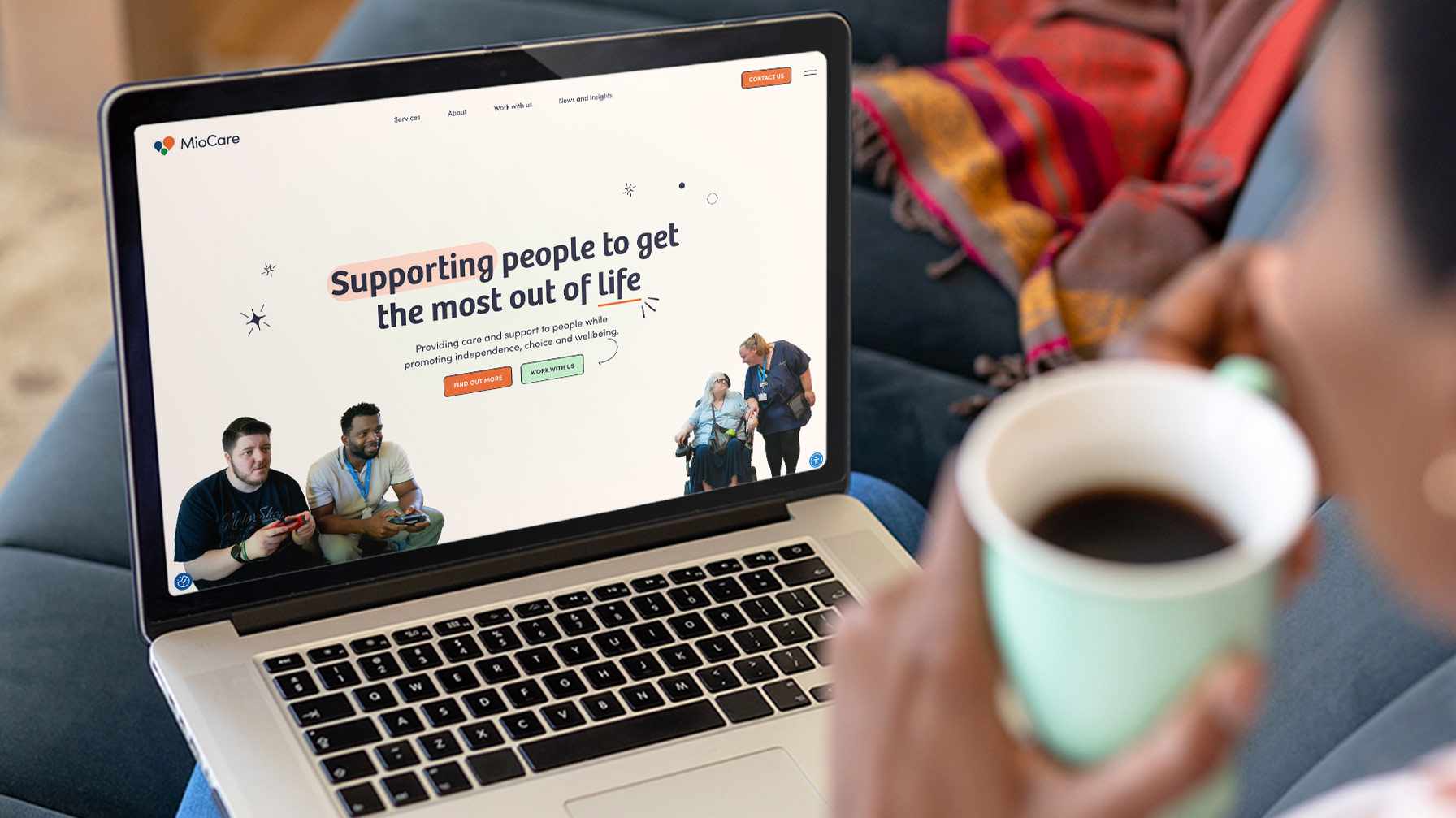 MioCare homepage, seen from a laptop screen